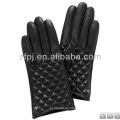 Guantes de cuero bordado diamante mujer